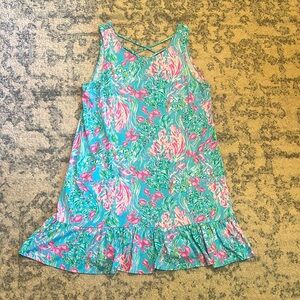 Lilly Pulitzer Kristen Flounce Dress in Amalfi Blue Best Fishes